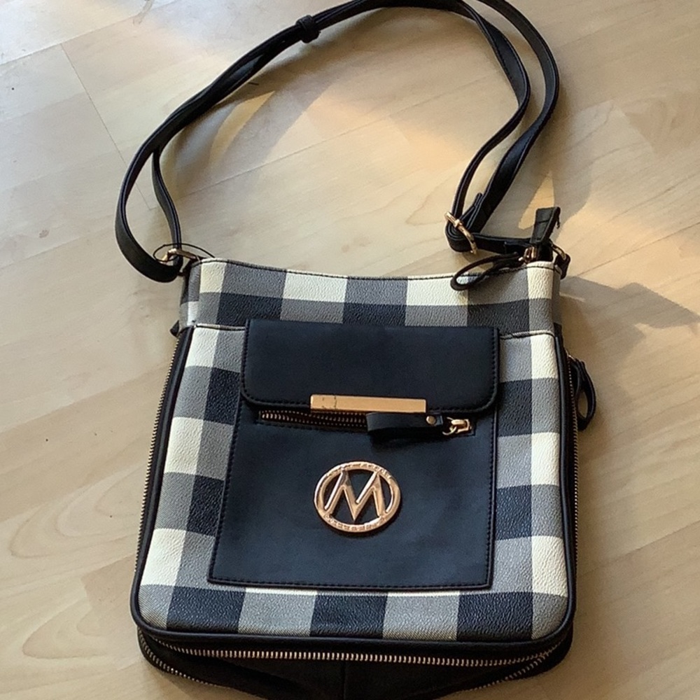 Checkered Black and White Crossbody Bag